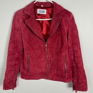 Guillaume 100% Leather Red Jacket Womens Size Small Retro Edgy Biker Moto Rocker